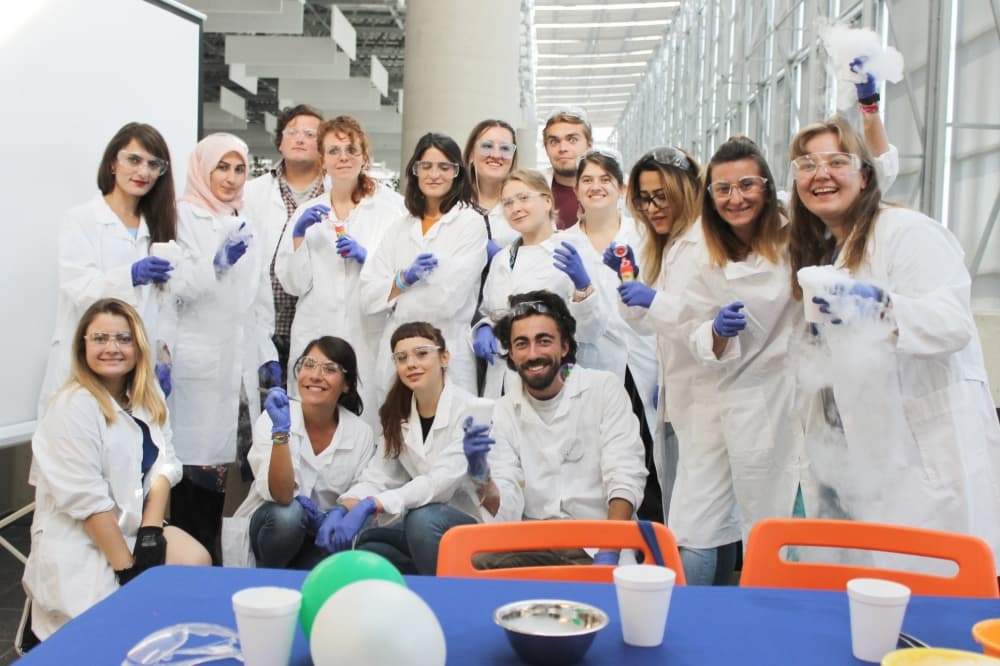 group of young scientists